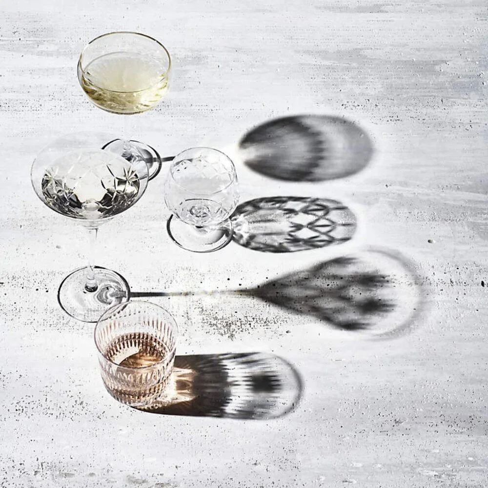 Discontinued Gently Used CB2 Niels 8-Oz Cut Glass Etched Double Old Hashion Glas - Picture 5 of 6